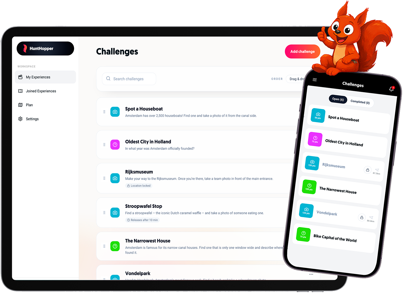 HuntHopper interface mockup