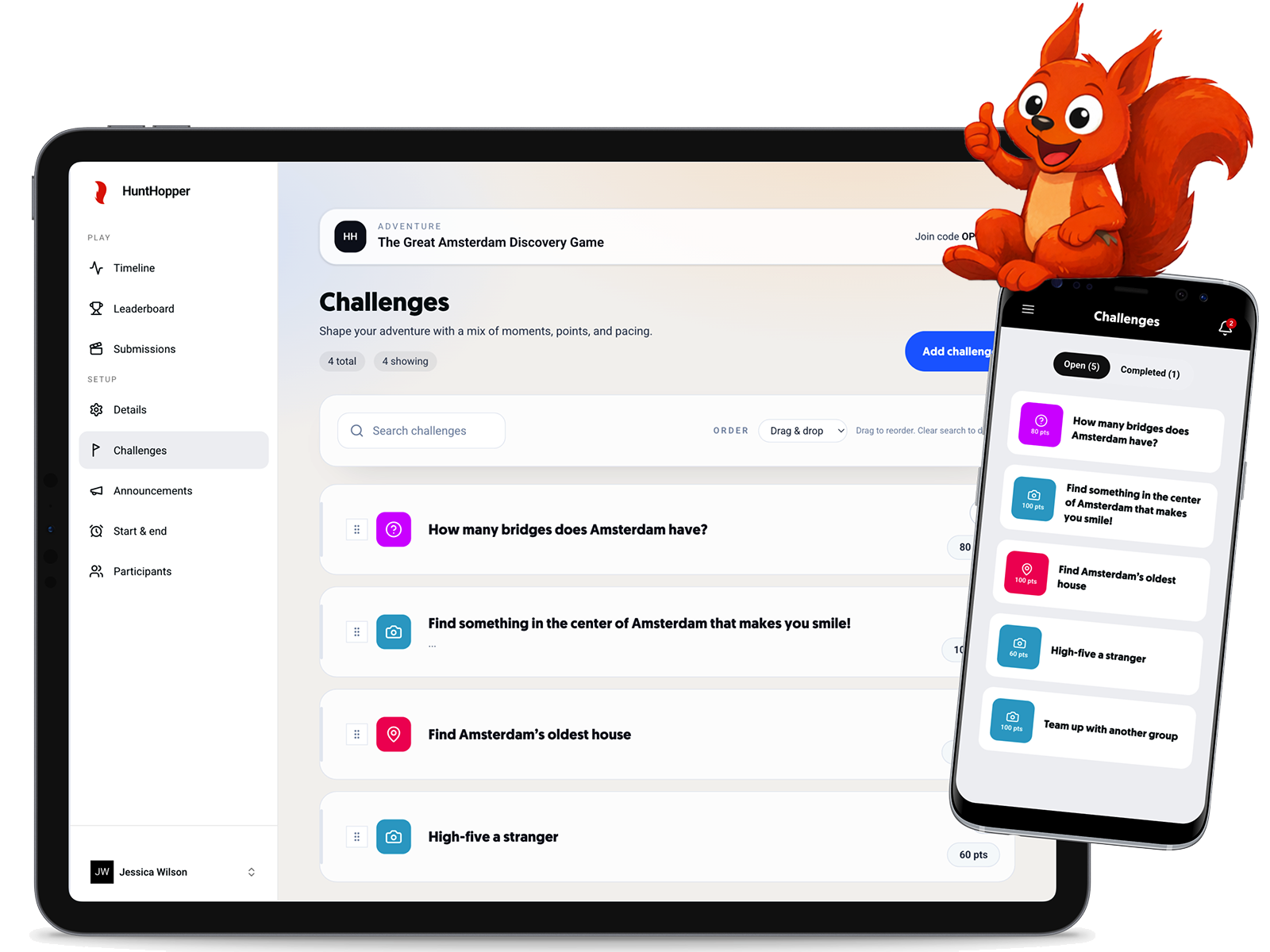 HuntHopper interface mockup