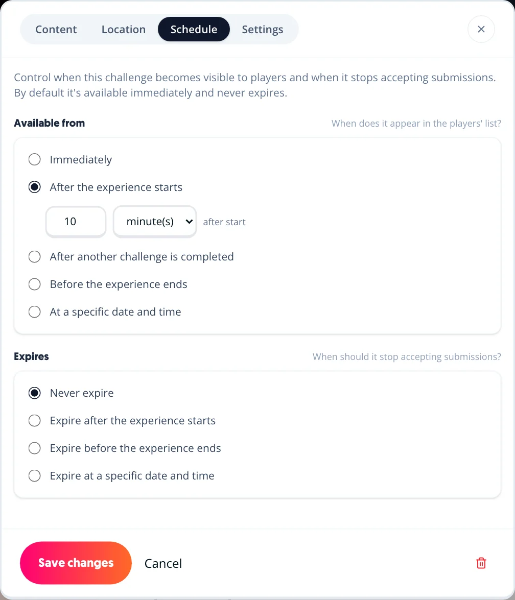 Scheduling interface